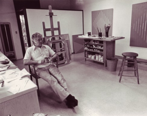 Karl Benjamin in his studio 1978_photo courtesy Louis Stern Fine Arts